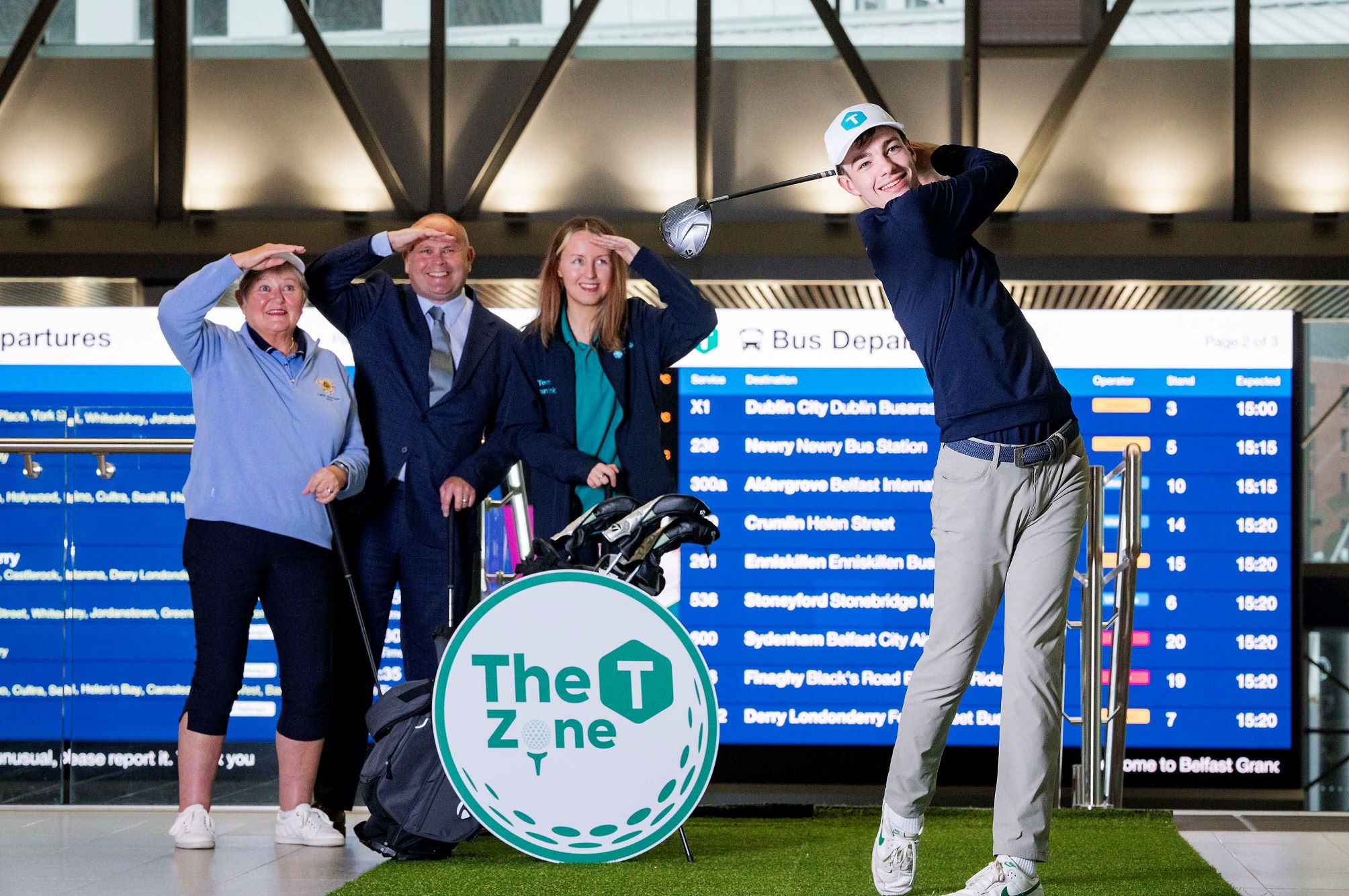 A photo from the launch event of Translink's T Zone space for golf fans at Belfast Grand Central Station