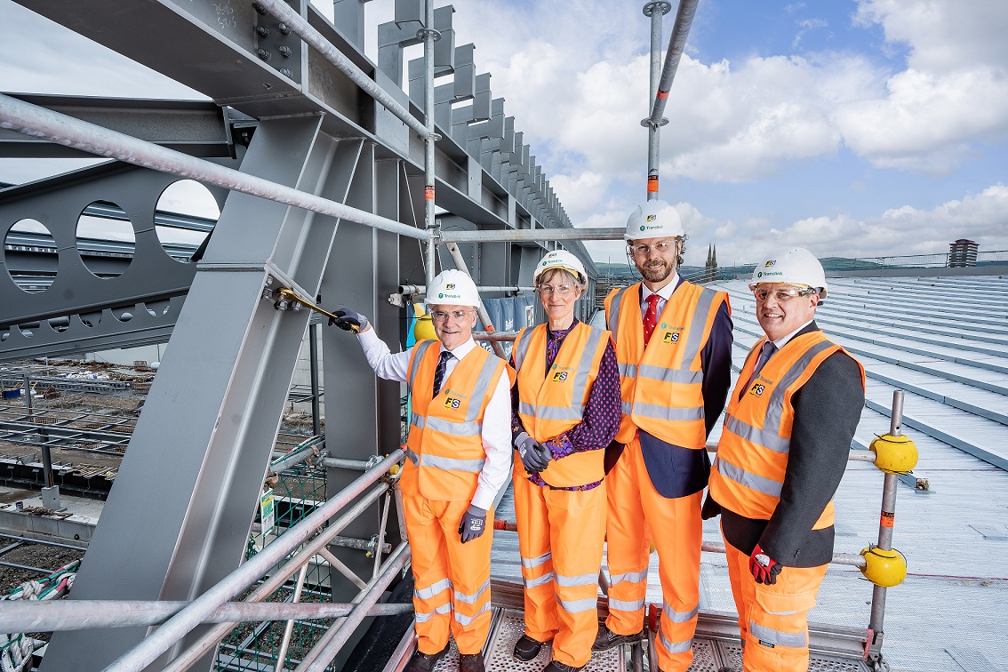 Topping out ceremony at the Belfast Travel Hub construction site