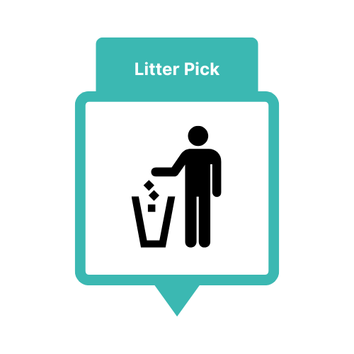 An icon showing a man dropping litter in a bin