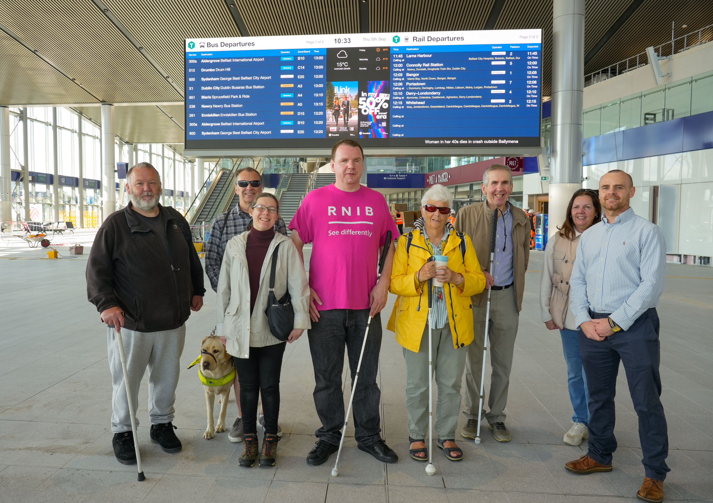 Photo of RNIB members at Belfast Grand Central Station