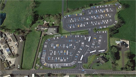 An artist's rendition of what Moira Park and Ride will look like from above