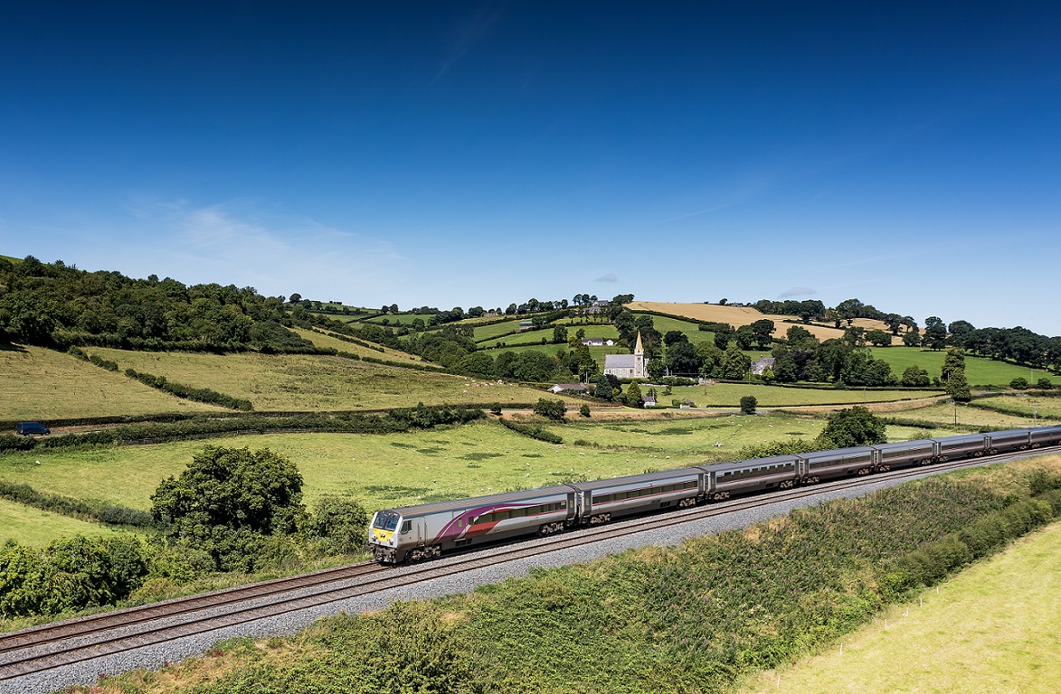 A photo of a modern Enterprise train