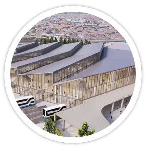 Birds eye view artist impression of Belfast Grand Central