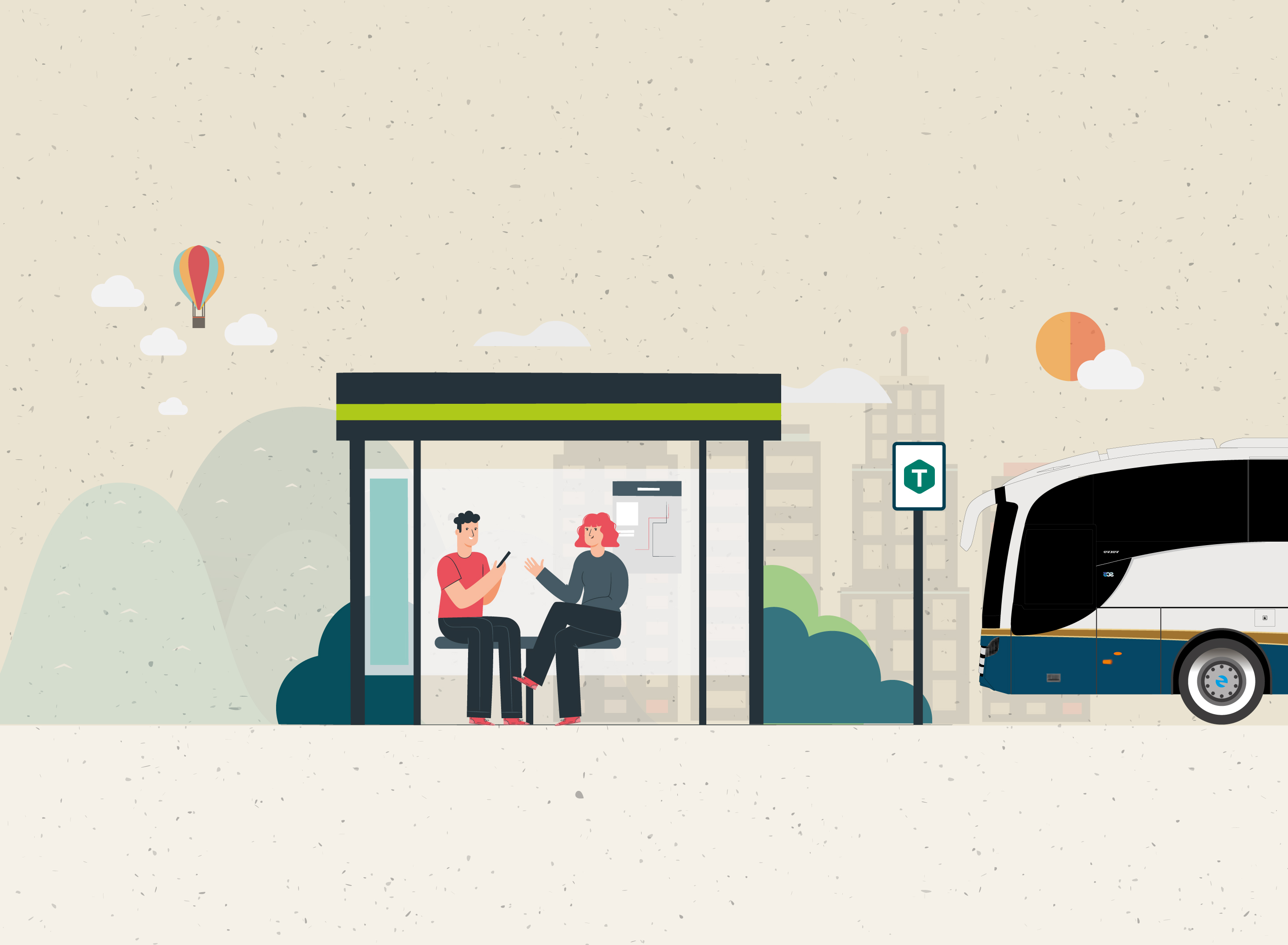 Graphic showing a Translink staff member and an older woman