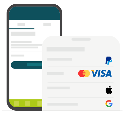 Icon of a phone with payment options